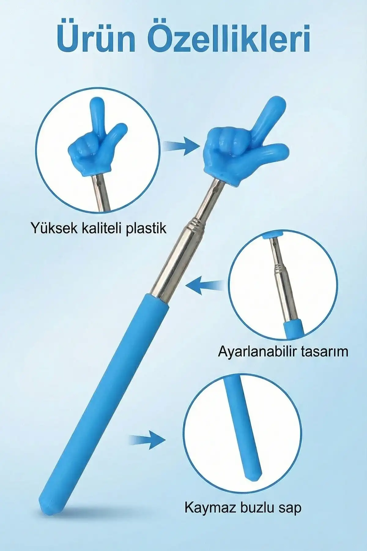 Portatif Uzayabilir Parmak Şeklinde Sevimli Öğretmen İşaret Tahta Çubuğu Teleskopik Çubuk 20cm 67cm