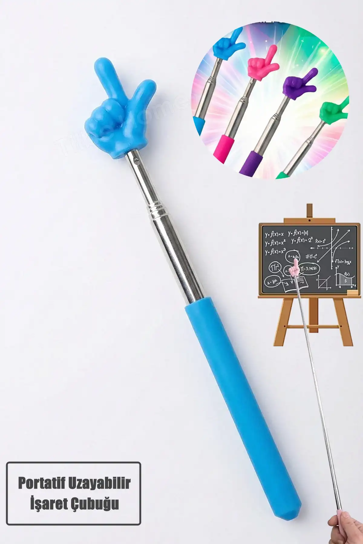 Portatif Uzayabilir Parmak Şeklinde Sevimli Öğretmen İşaret Tahta Çubuğu Teleskopik Çubuk 20cm 67cm