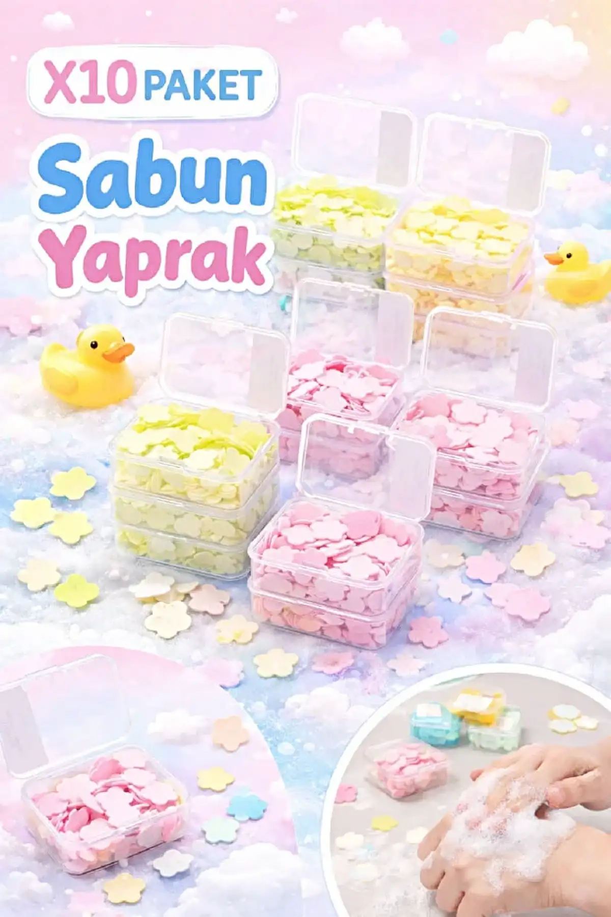 10 Kutu Parfümlü Eriyen Mini Kağıt Sabun Öğrenci Çocuk Okul Dezenfektan Mis Kokulu El Sabunu