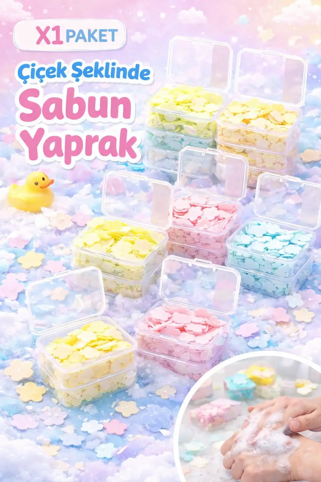 100 Yaprak Parfümlü Eriyen Mini Kağıt Sabun Öğrenci Çocuk Okul Dezenfektan Mis Kokulu El Sabunu