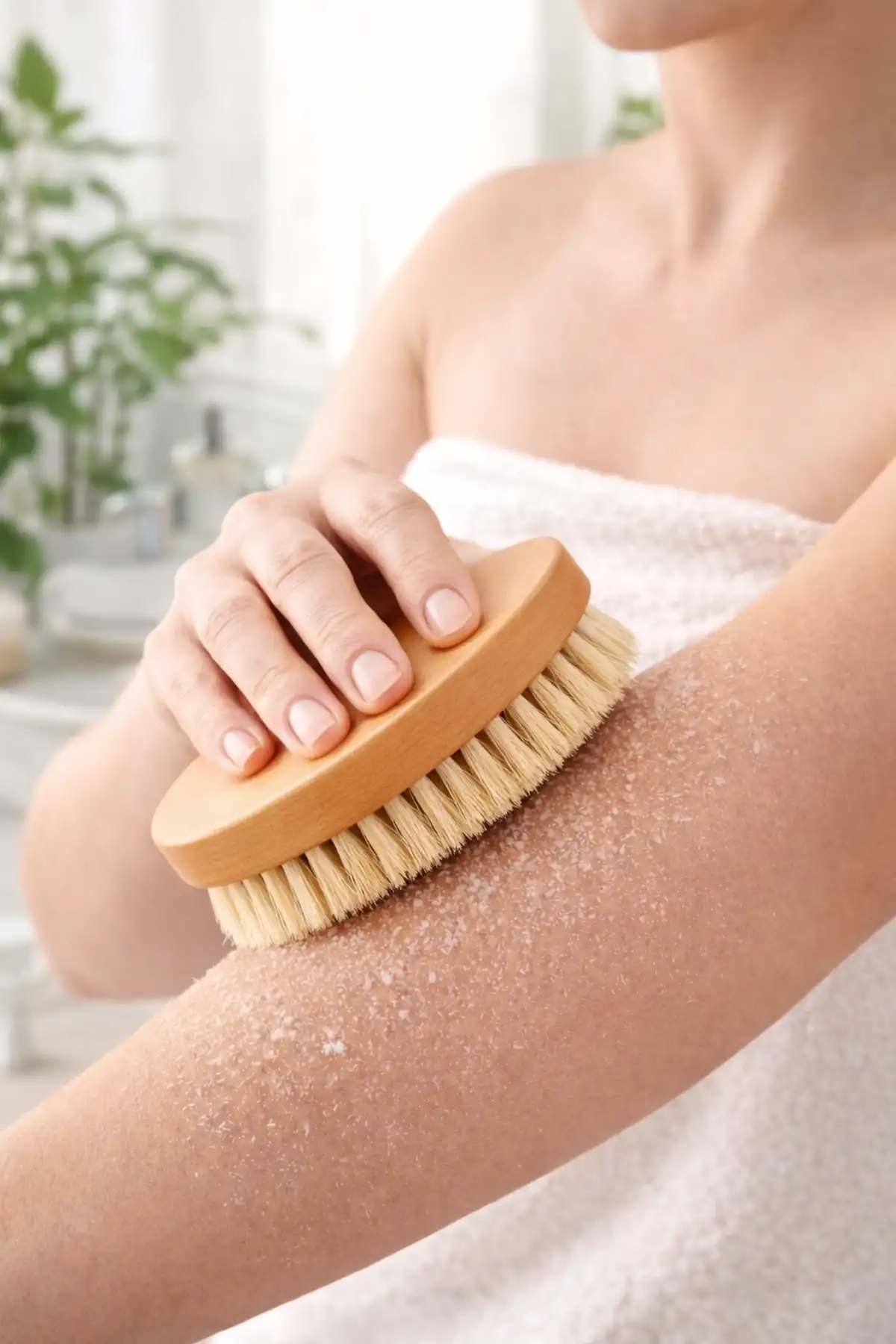 Ahşap Gövdeli Doğal Kıl Kuru Vücut Fırçası Selülit Giderici Masaj ve Peeling Fırçası