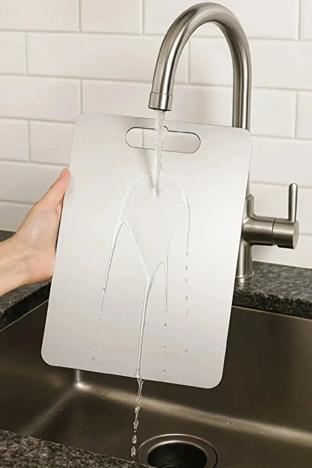 Orta Boy Paslanmaz Çelik Kesme Panosu 20x30cm Suya Dayanıklı Tezgah Koruyucu Çelik Kesim Tahtası