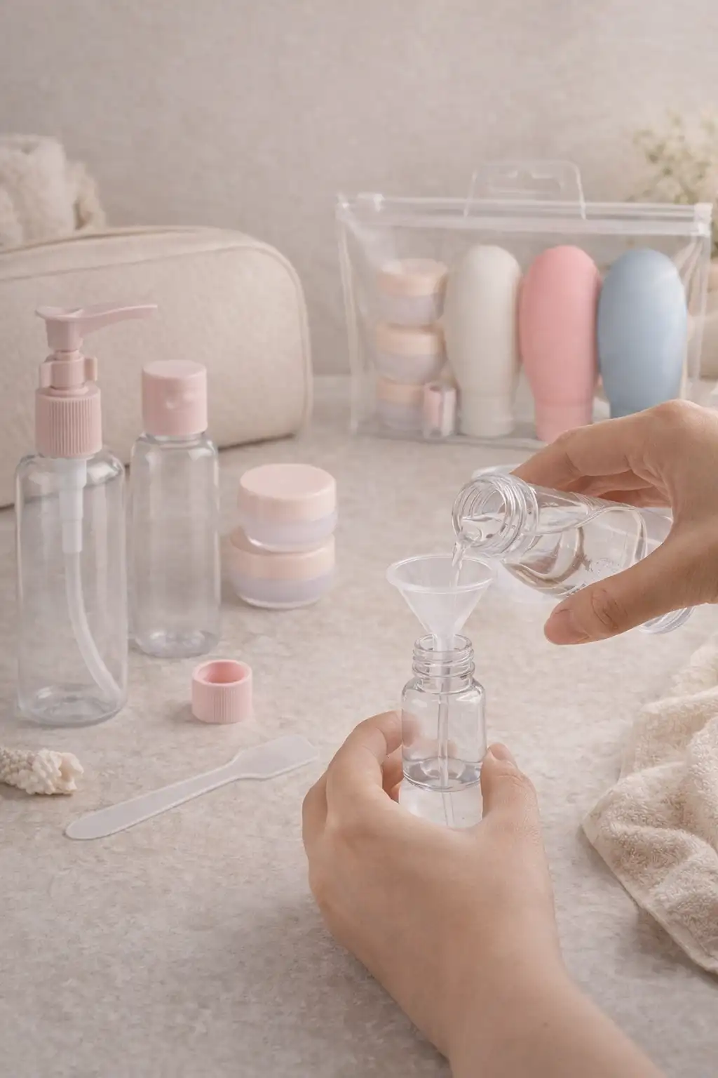 13 Parça Seyahat Bakım Seti Krem Şişeleri Dezenfektan Şişeleri Taşıma Çantalı