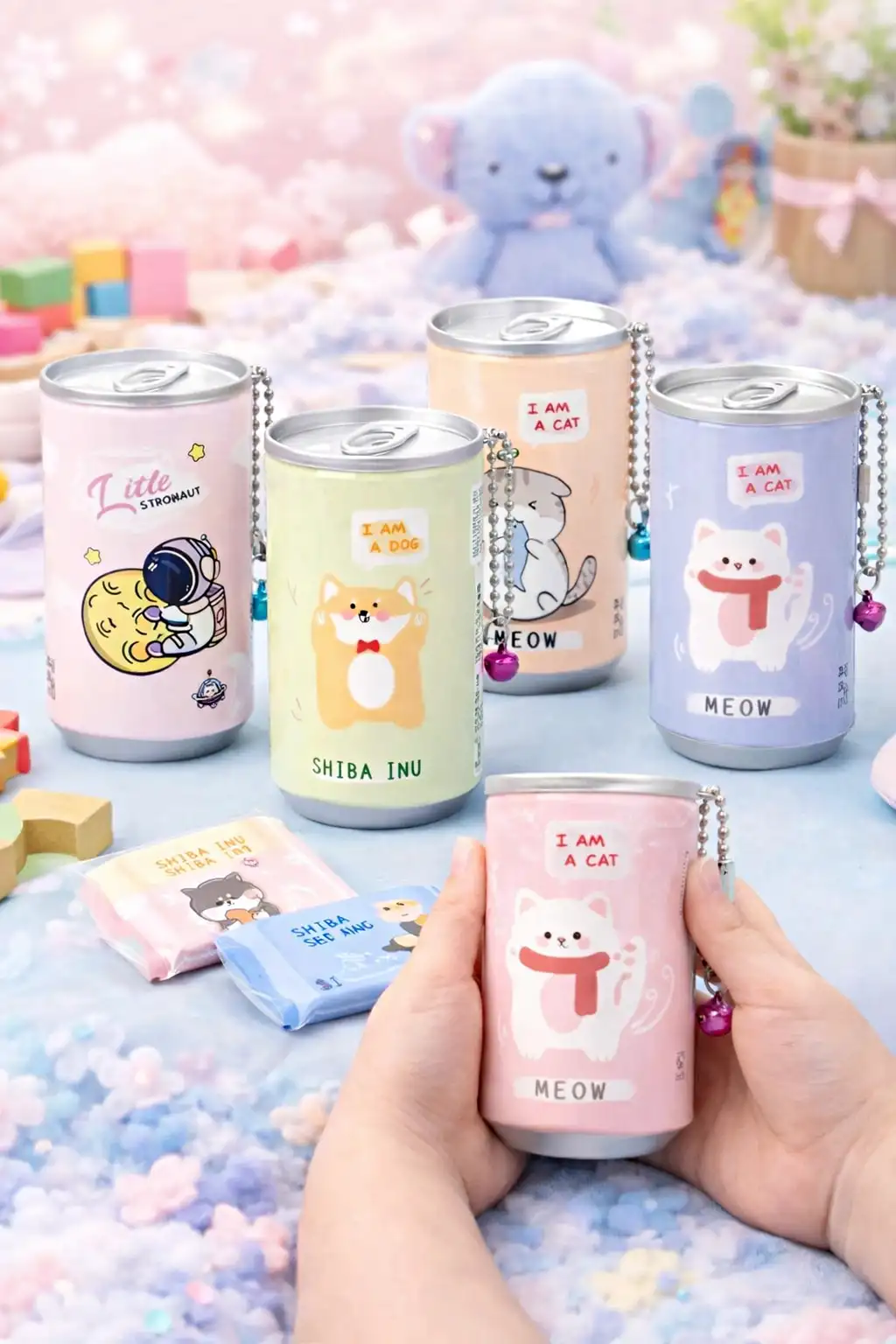 Sevimli Kola Kutusu Şekilli Anahtarlık Islak Mendil Kutusu Çanta Süsü Mini Cep Mendil Seti