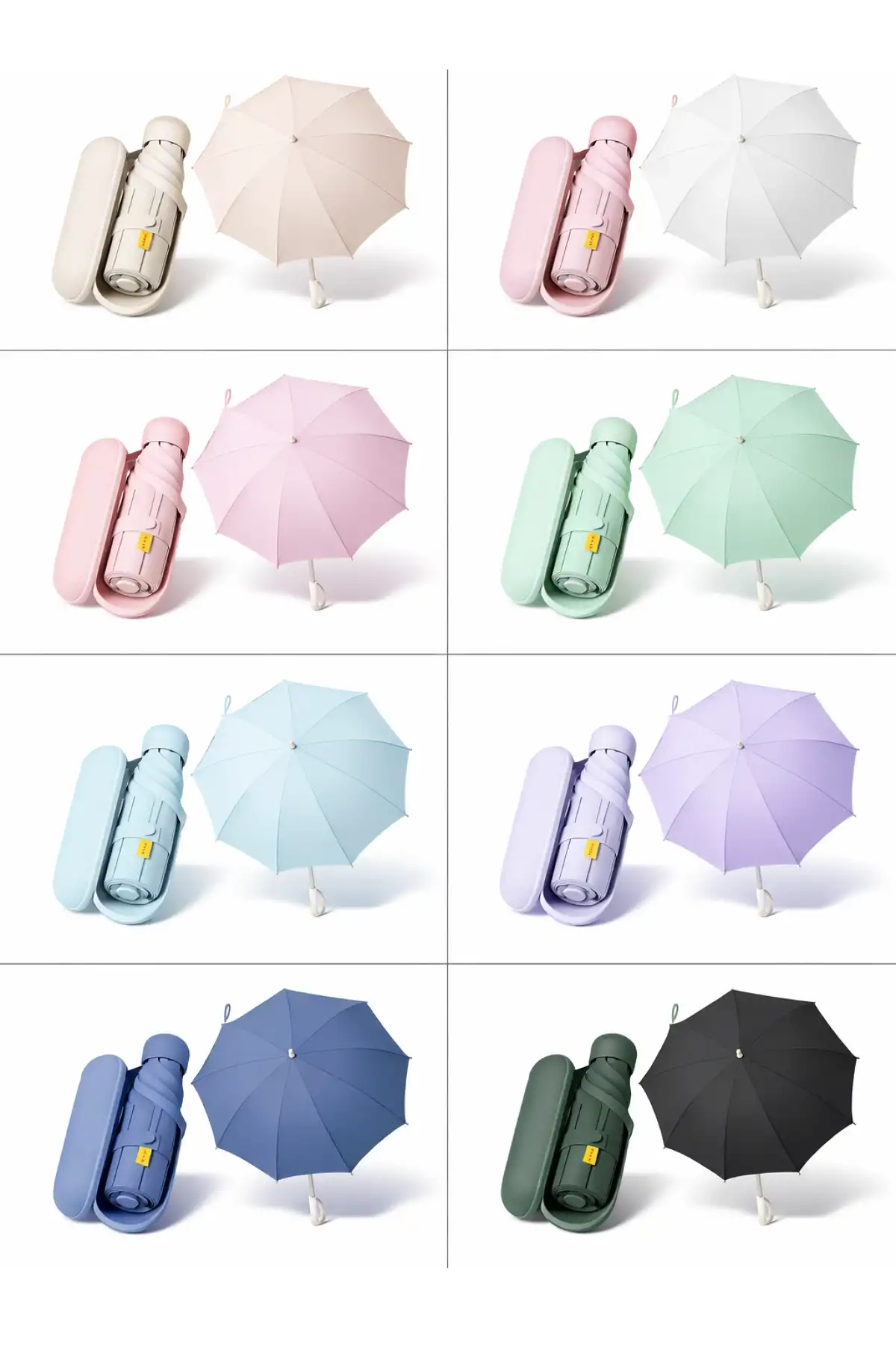 Çantalı Kapsül Şemsiye 8 Telli Fiber Şemsiye Taşınır Manuel Mini Boy Kadın Güneş Şemsiyesi Renk01