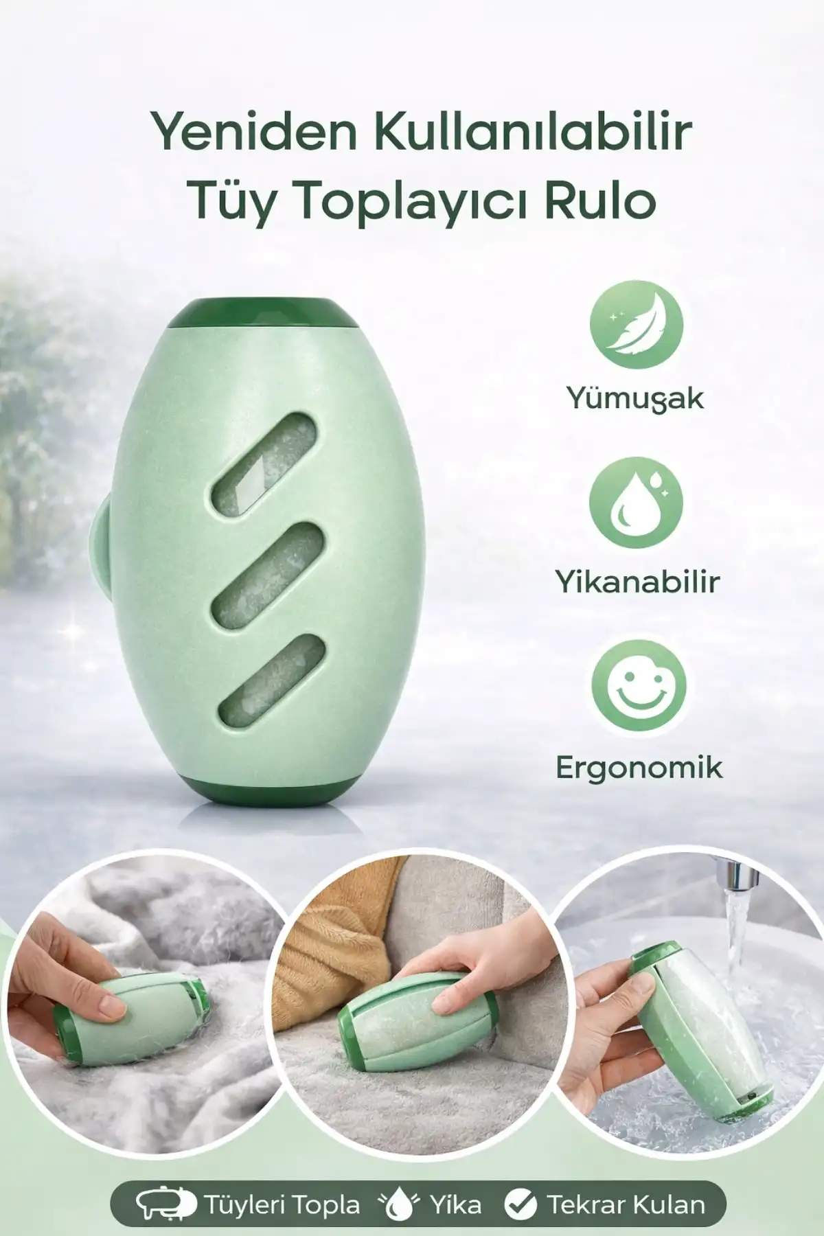 Yıkanabilir Tüy Toplayıcı Rulo Mini Taşınabilir Kedi Köpek Evcil Hayvan Tüy Temizleyici Giysi