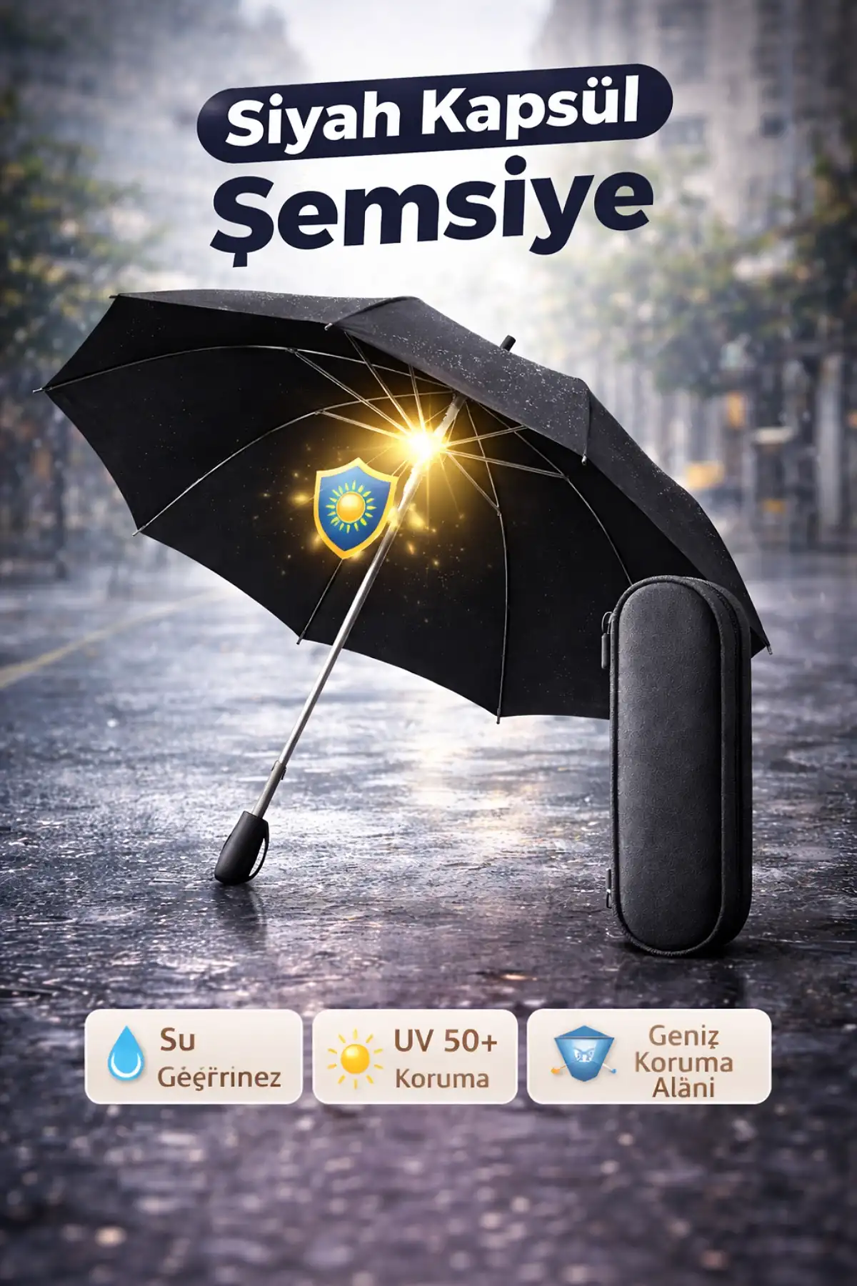 Çantalı Kapsül Şemsiye 8 Telli Fiber Şemsiye Taşınır Manuel Mini Boy Kadın Güneş Şemsiyesi Renk01