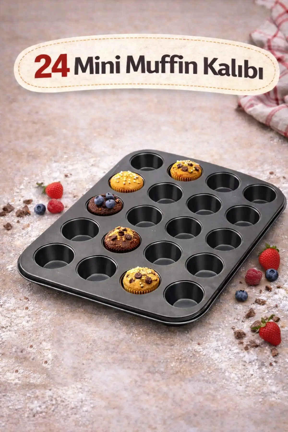 Muffin Kalıbı 24lü Cupcake Kapsülü Fırın Mini Kek Browni Kekstra Kurabiye Kalıbı Muffin Baking Pan