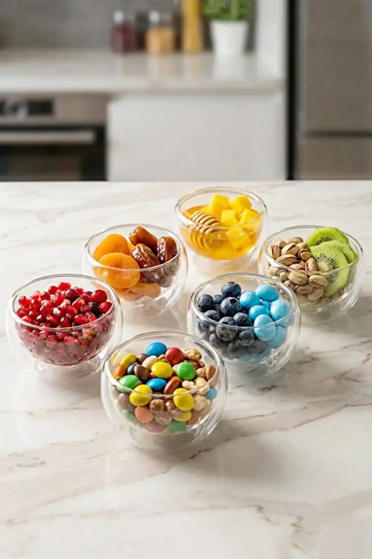 6lı Çift Çidarlı Mini Sosluk Drajelik Lokumluk Kase Şekerlik Çerezlik Sosluk Reçellik Cam Kase Seti