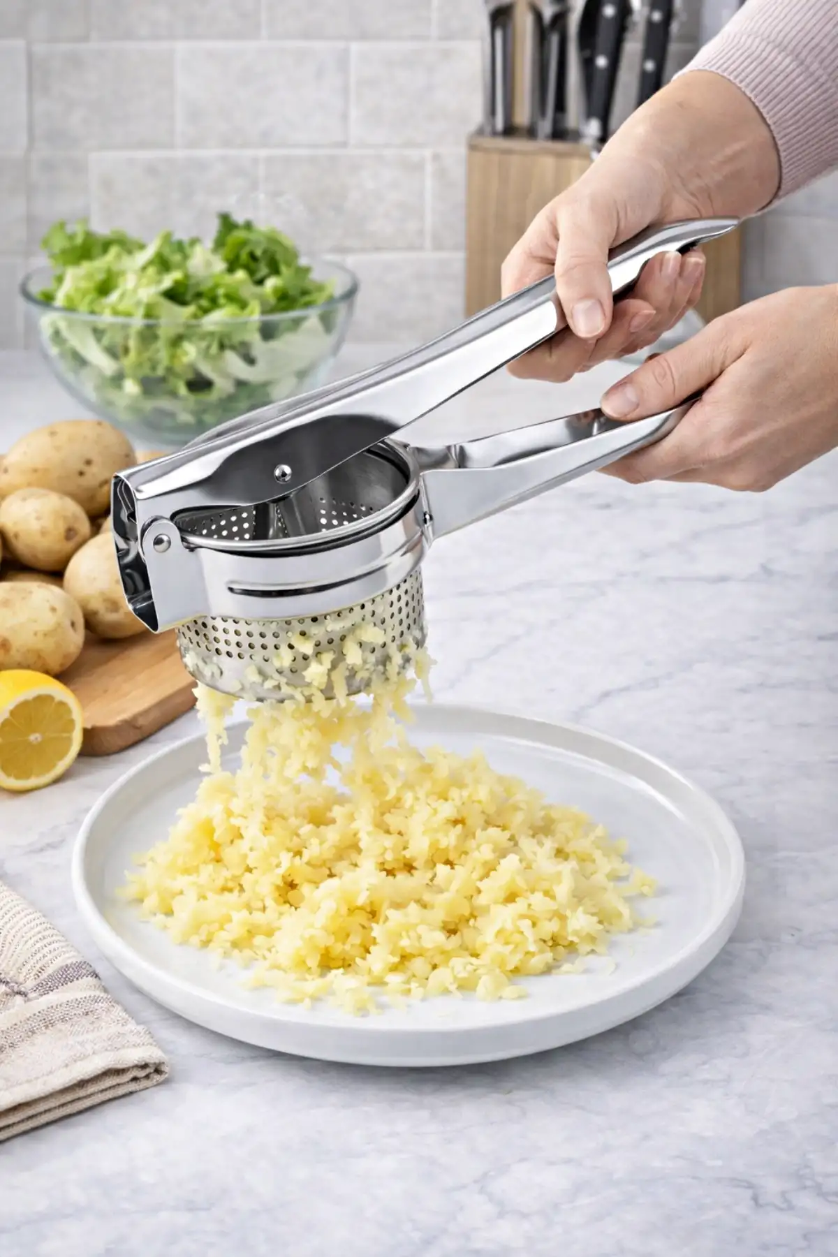 Paslanmaz Çelik Patates Ezici Püre Yapıcı Nar Limon Mevye Sıkacağı Büyük Hazneli Ezici Press