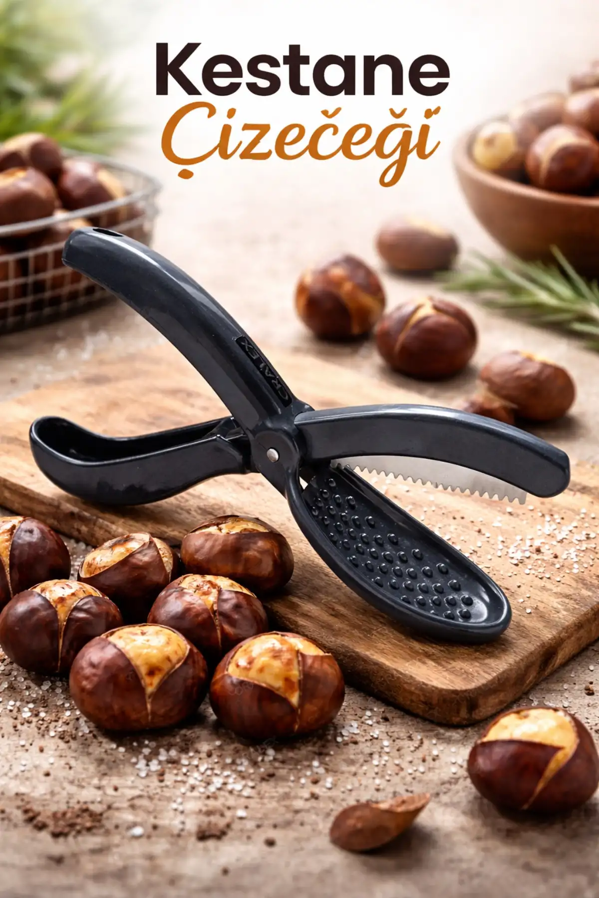 Metal Bıçaklı Kestane Çizeceği Sert Plastik Gövdeli Pratik Kestane Çizme Aparatı