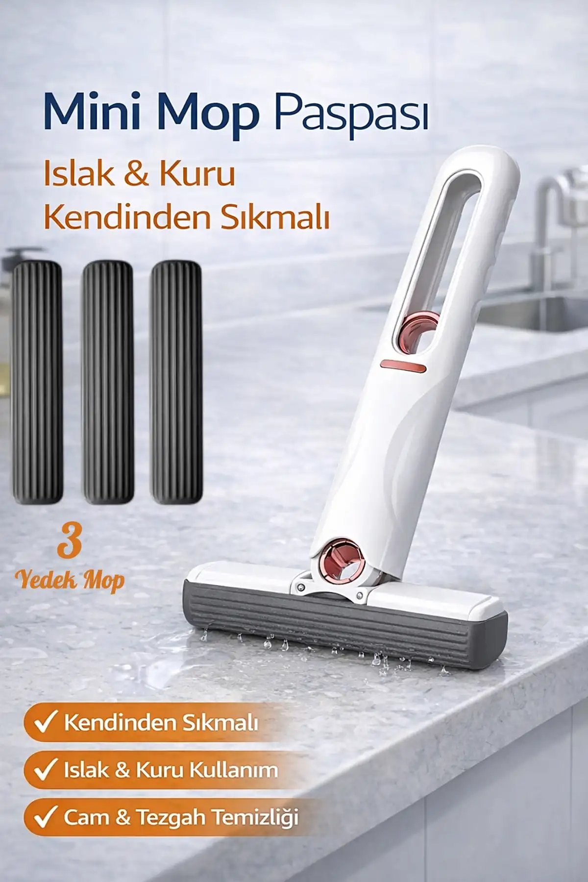 Taşınabilir Mini Mop Paspası Islak Kuru Temizlik Süngeri Mutfak Tezgahı Pencere Cam Zemin Silme