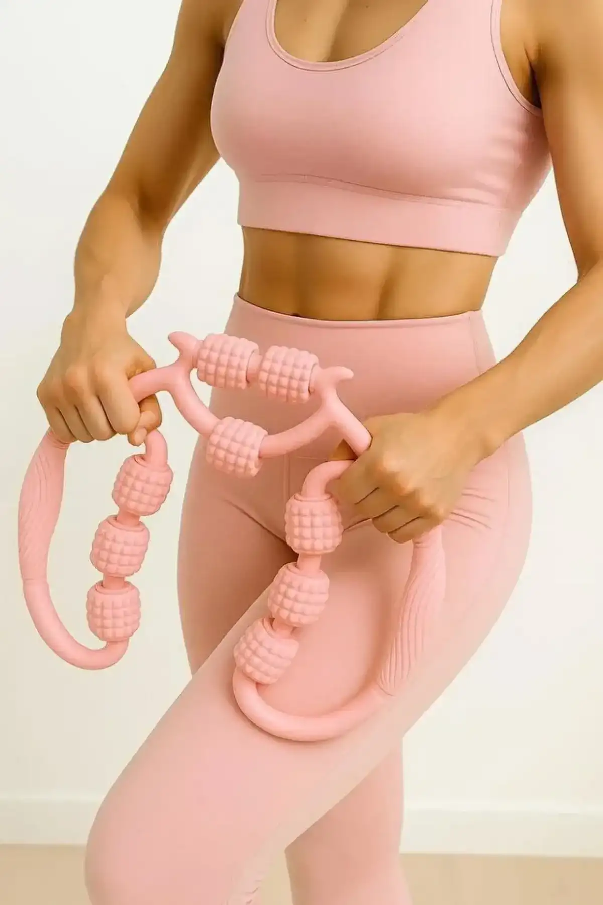 Kas Gevşetici Masaj Aleti 9 Tekerlekli Ayarlanabilir Lenf Drenaj Rulosu Bacak Kol Gevşetici Selülit