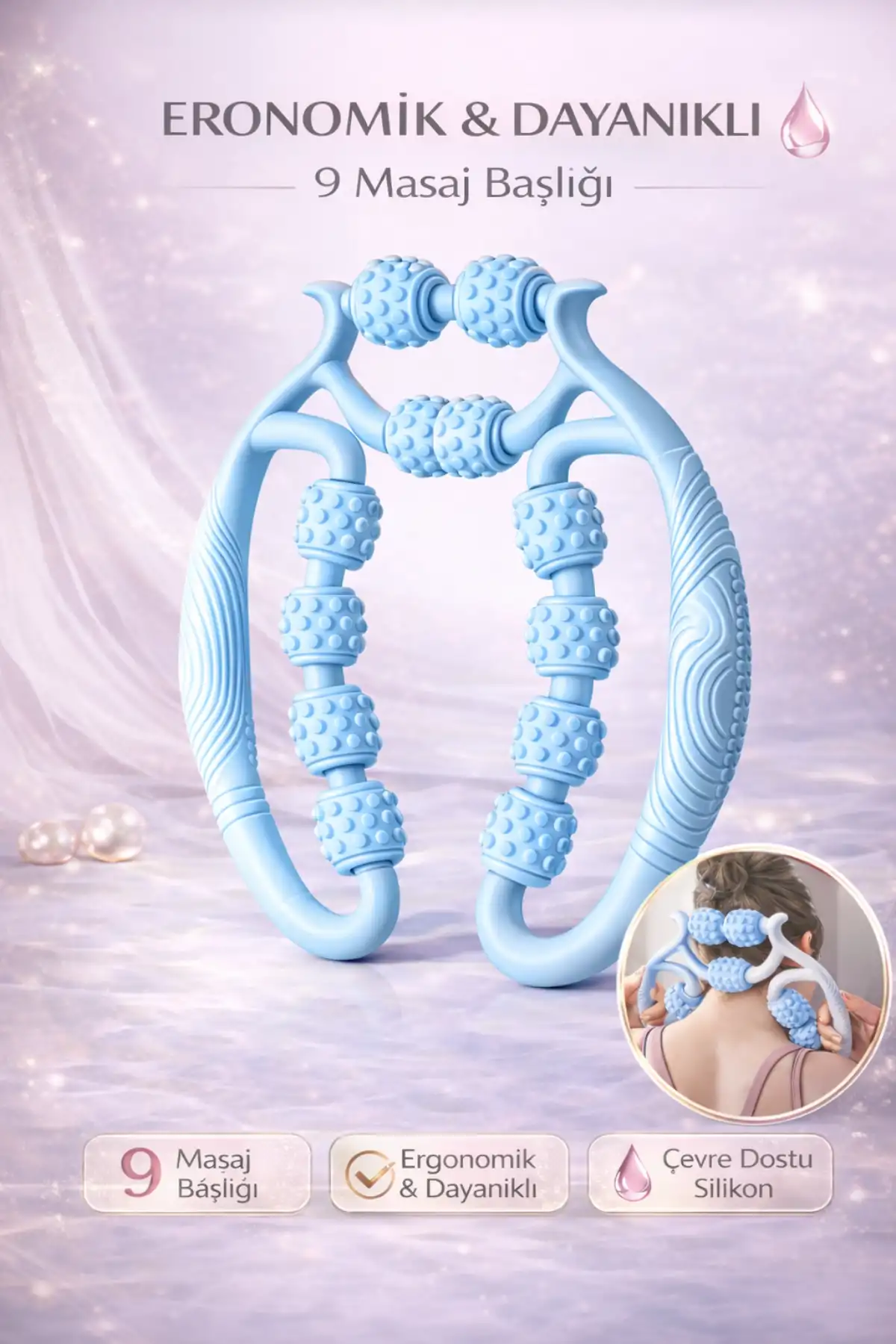 Kas Gevşetici Masaj Aleti Ayarlanabilir 9 Tekerlekli Lenf Drenaj Rulosu Bacak Kol Gevşetici Selülit