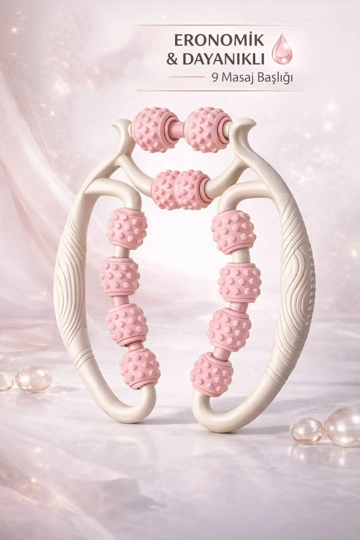 Kas Gevşetici Masaj Aleti 9 Tekerlekli Lenf Drenaj Rulosu Ayarlanabilir Bacak Kol Gevşetici Selülit