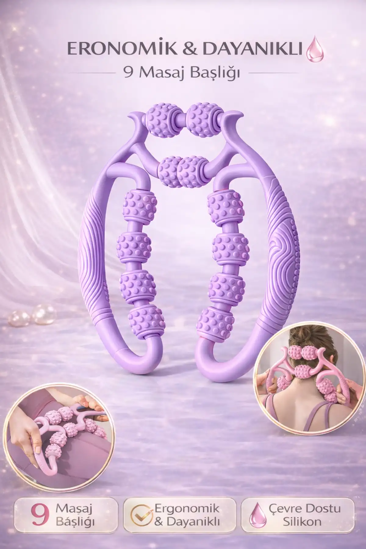 Kas Gevşetici Masaj Aleti 9 Tekerlekli Lenf Drenaj Rulosu Gevşetici  Ayarlanabilir Bacak Kol Selülit