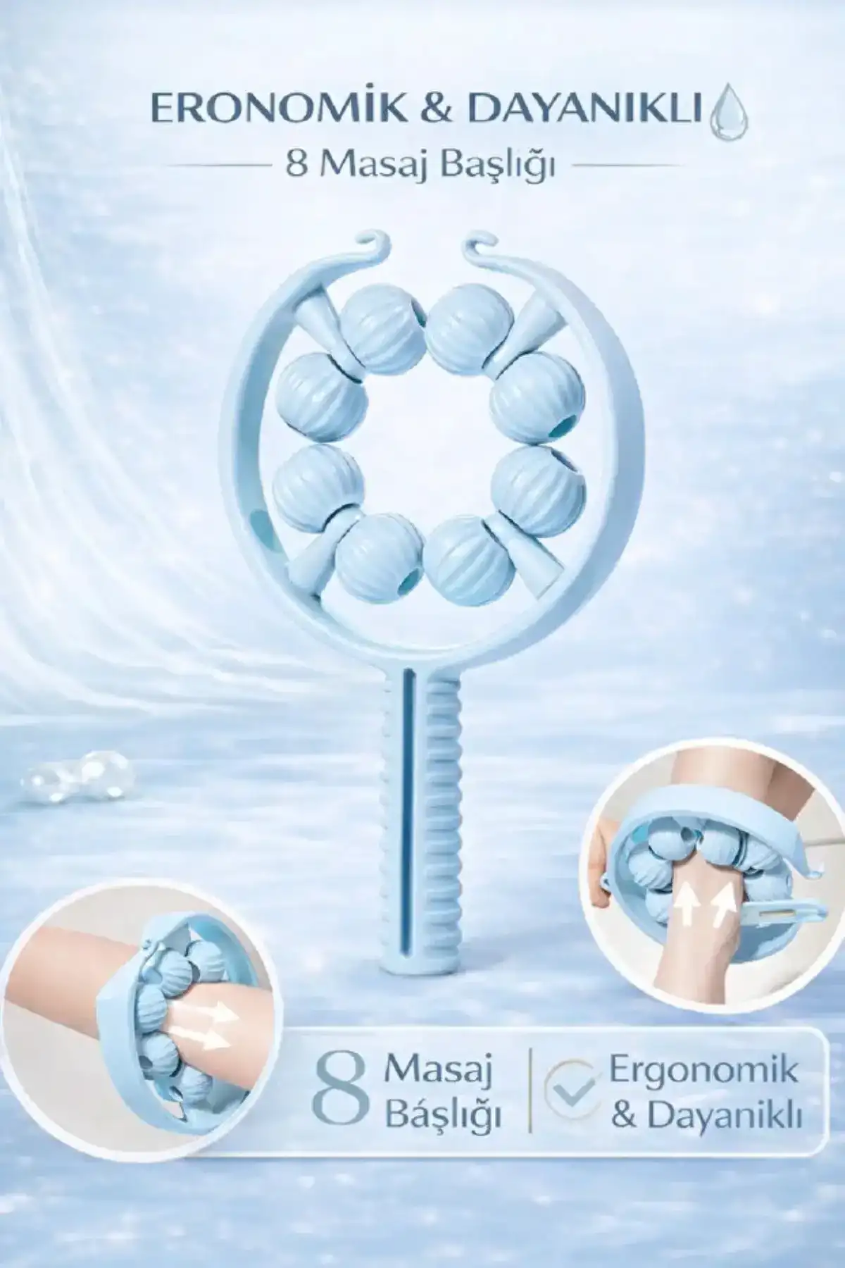 Kas Gevşetici Masaj Aleti 9 Tekerlekli Lenf Drenaj Rulosu El Tipi Ayarlanabilir Bacak Kol Gevşetici