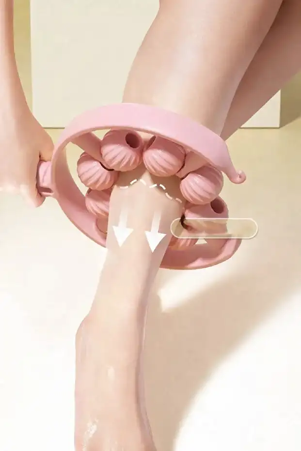 Kas Gevşetici Masaj Aleti 9 Tekerlekli Lenf Drenaj Rulosu Bacak Kol Gevşetici El Tipi Ayarlanabilir