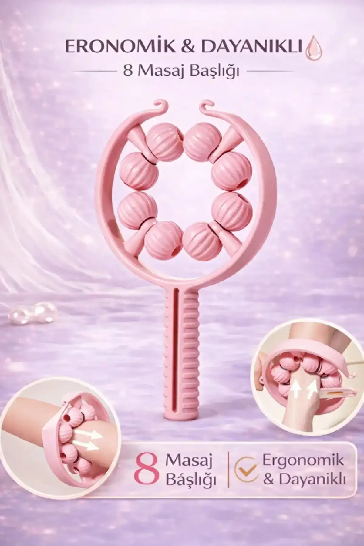 Kas Gevşetici Masaj Aleti 9 Tekerlekli Lenf Drenaj Rulosu Bacak Kol Gevşetici El Tipi Ayarlanabilir