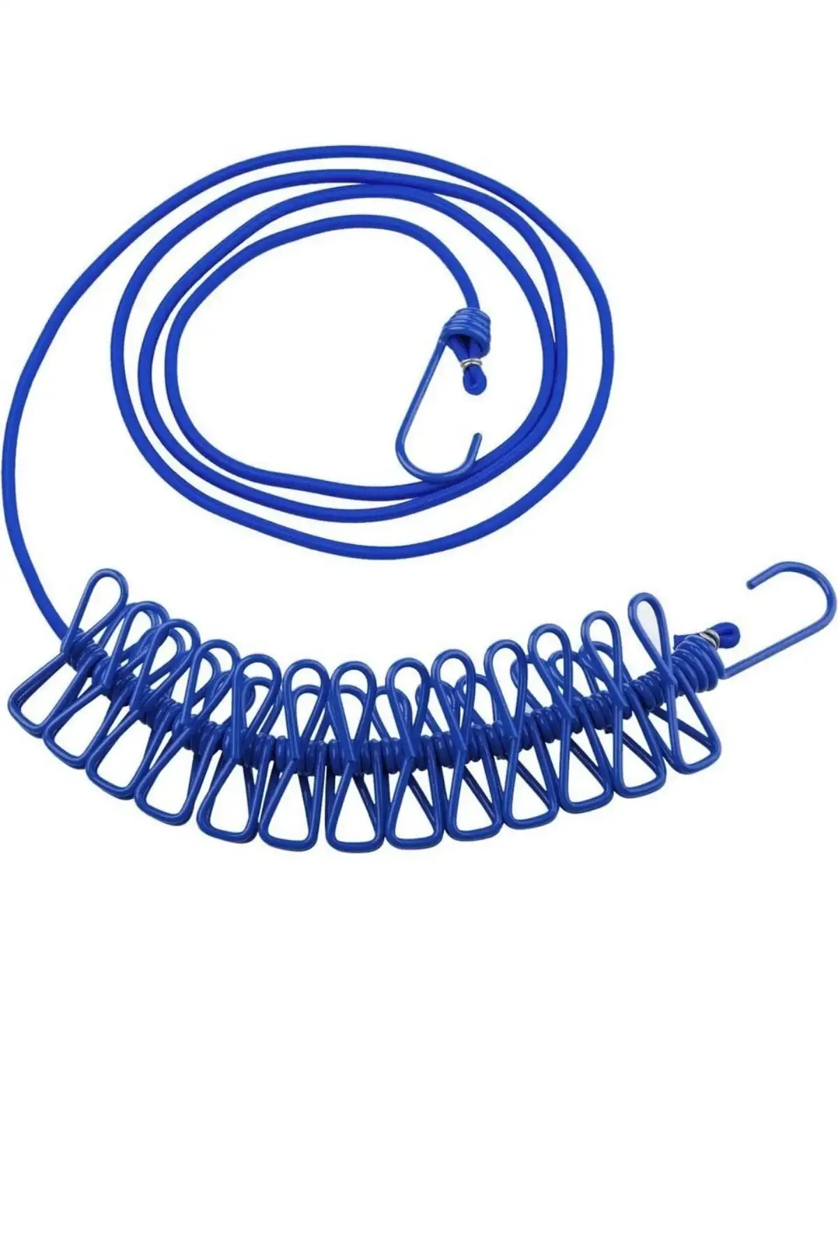 2li Mandallı Kamp Çamaşır Asma İpi 1.8-3m Elastik Taşınabilir Balkon Seyahat Kancalı Kurutma Halatı