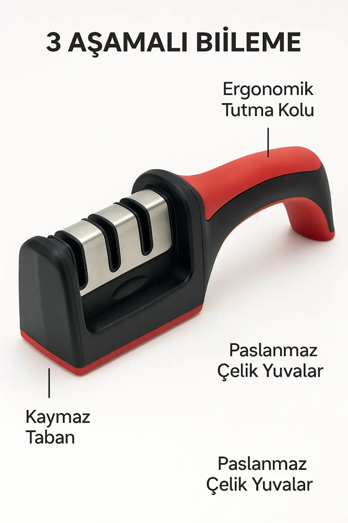 Profesyonel Bıçak Bileyici 3 Aşamalı Elmas Seramik Tungsten Çelik El Bıçakları Bileme Mutfak Aleti