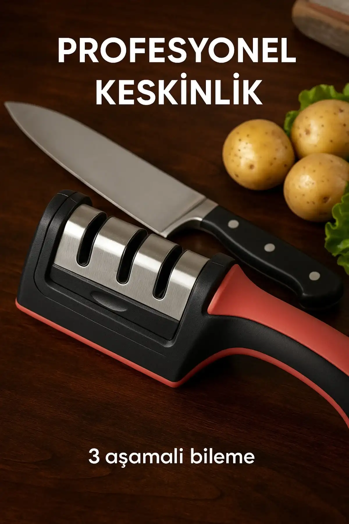 Profesyonel Bıçak Bileyici 3 Aşamalı Elmas Seramik Tungsten Çelik El Bıçakları Bileme Mutfak Aleti