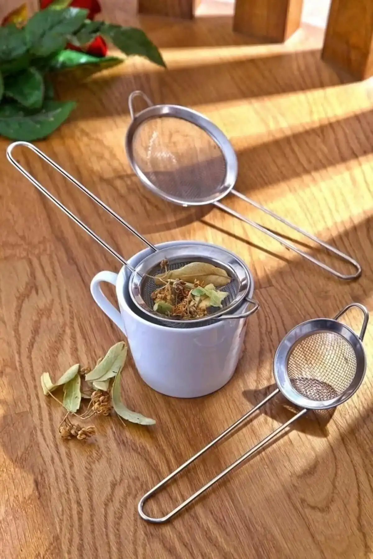 3’lü Paslanmaz Çelik Çay Limon Süzgeci Bitki Çayı Demleme Aparatı Mutfak İnce Tel Çay Süzgeç Seti