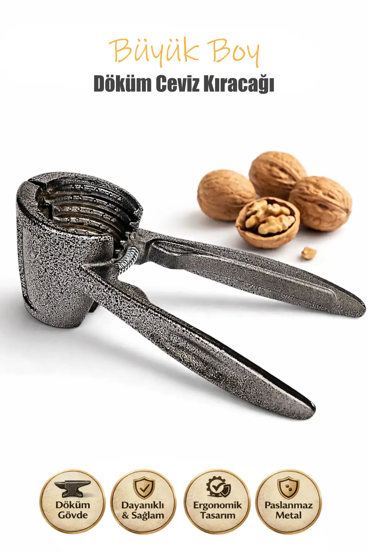 Büyük Boy Döküm Ceviz Kıracağı Dayanıklı Kıracak Ergonomik Saplı Badem Fındık Ceviz Kırma Aleti