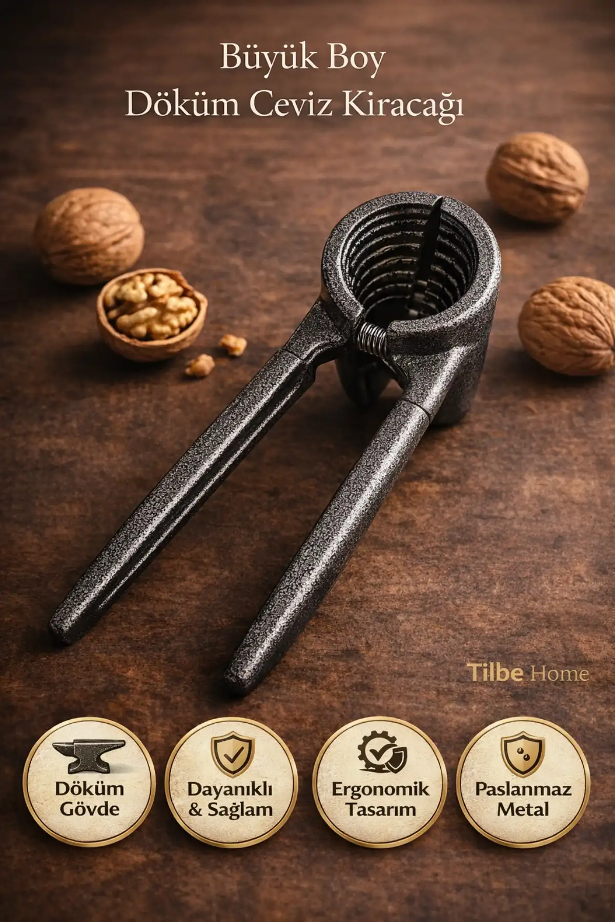 Büyük Boy Döküm Ceviz Kıracağı Dayanıklı Kıracak Ergonomik Saplı Badem Fındık Ceviz Kırma Aleti