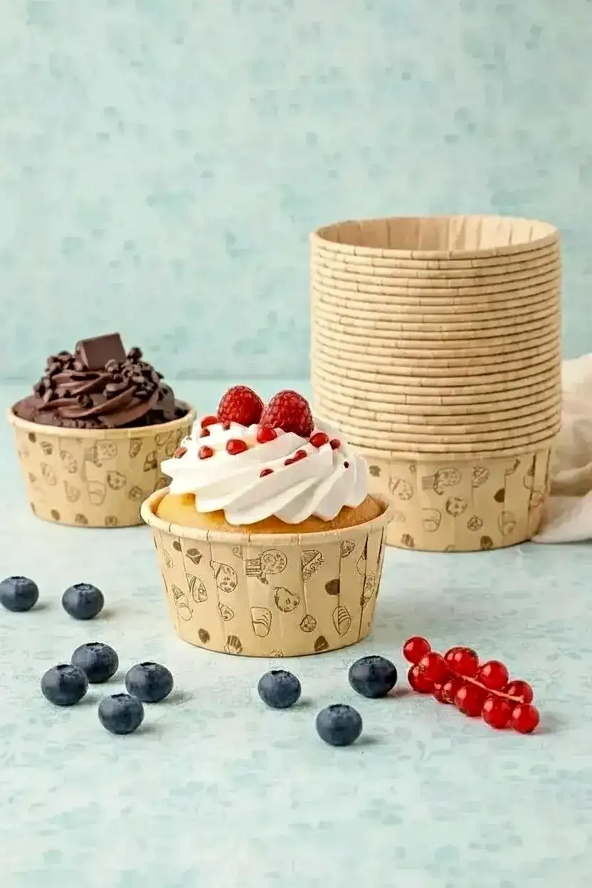 96’lı Kraft Muffin Cupcake Kek Kapsülü Naturel Donut Baskılı Kalıp Konsept Airfryer ve Fırın Uyumlu