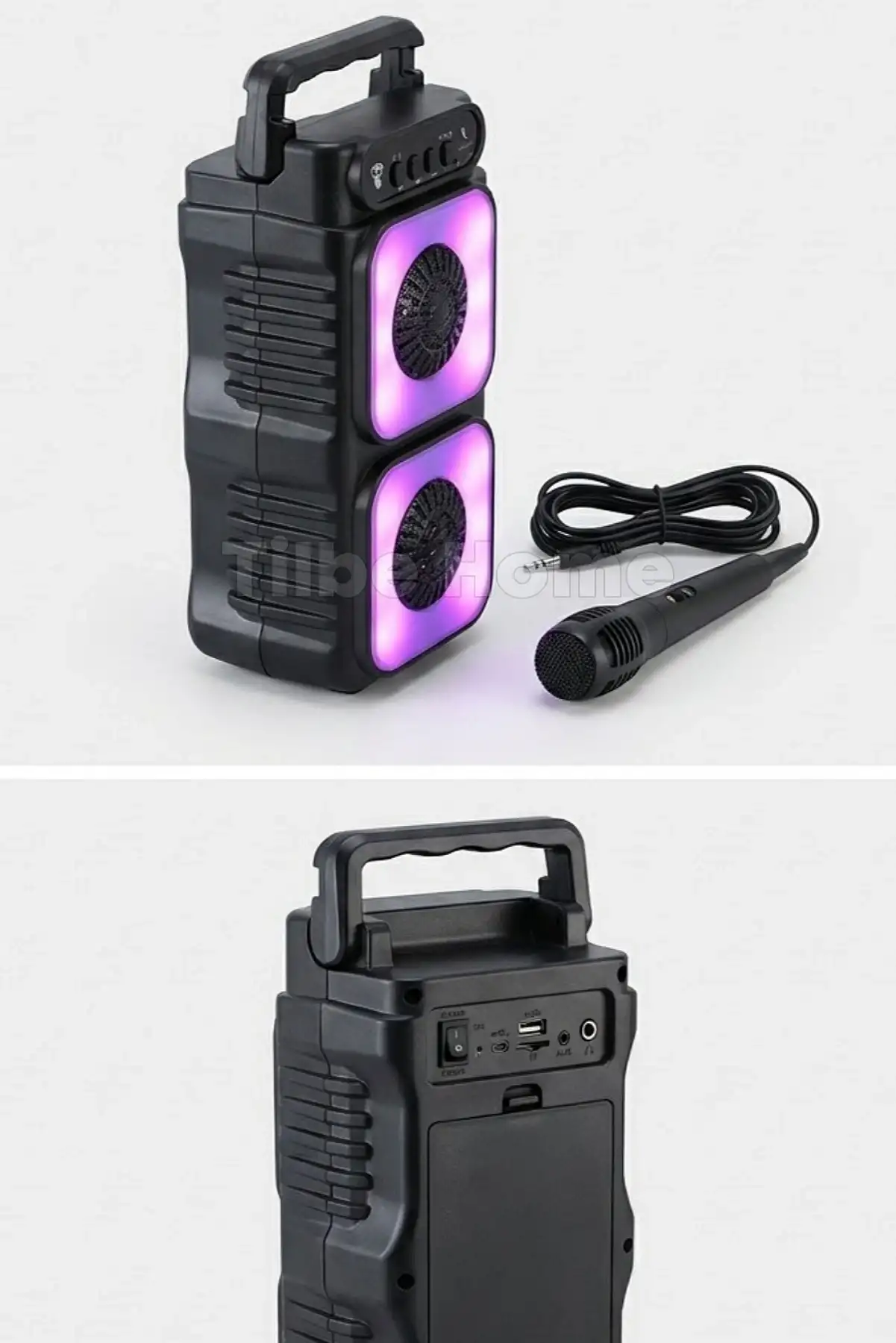 Superbass Mikrofonlu Bluetooth Hoparlör Rgb Led Işıklı Karaokeli Kablosuz Ses Bombası