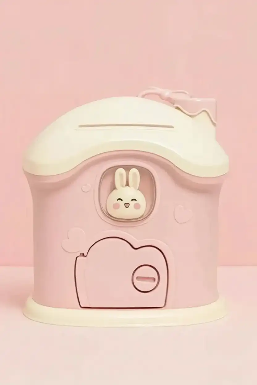 Ev Tasarımlı Çocuk Kumbarası – Sevimli Figürlü, Kilitli Kapak, Dayanıklı Malzeme (