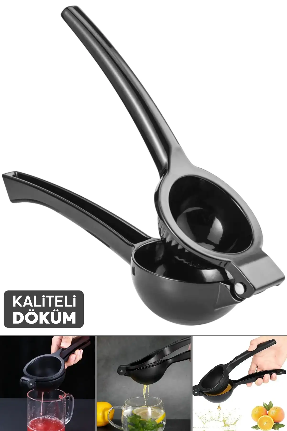 Lüks Döküm Limon Portakal Narenciye Sıkacağı Paslanmaz Siyah Dayanıklı Çok Pratik Mutfak Aleti