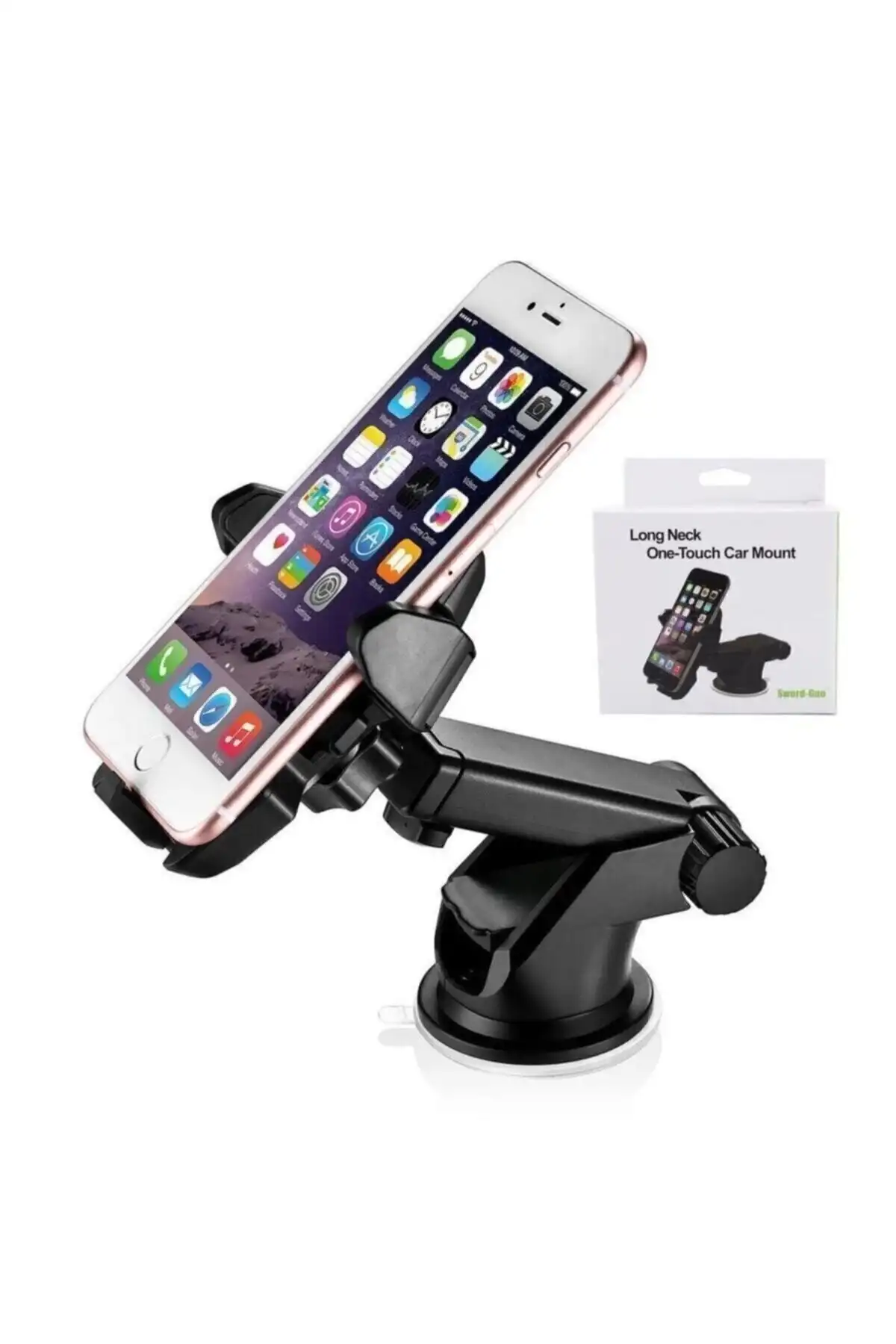 Uzayabilen Teleskopik Uzatmalı Araç İçi Telefon Tutucu Vantuzlu Cam Torpido Montaj 360° Long Neck