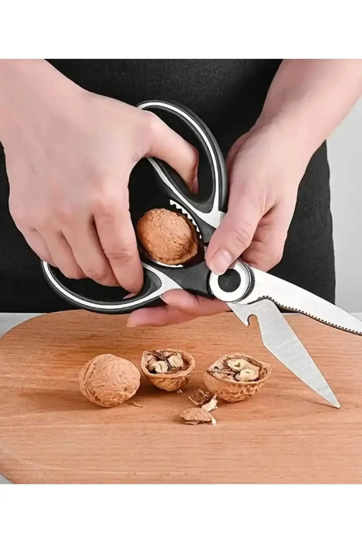 Paslanmaz Çelik Mutfak Makası Çok Fonksiyonlu Ultra Keskin Et Sebze Kesme Kapak Açıcı Ceviz Kırıcı