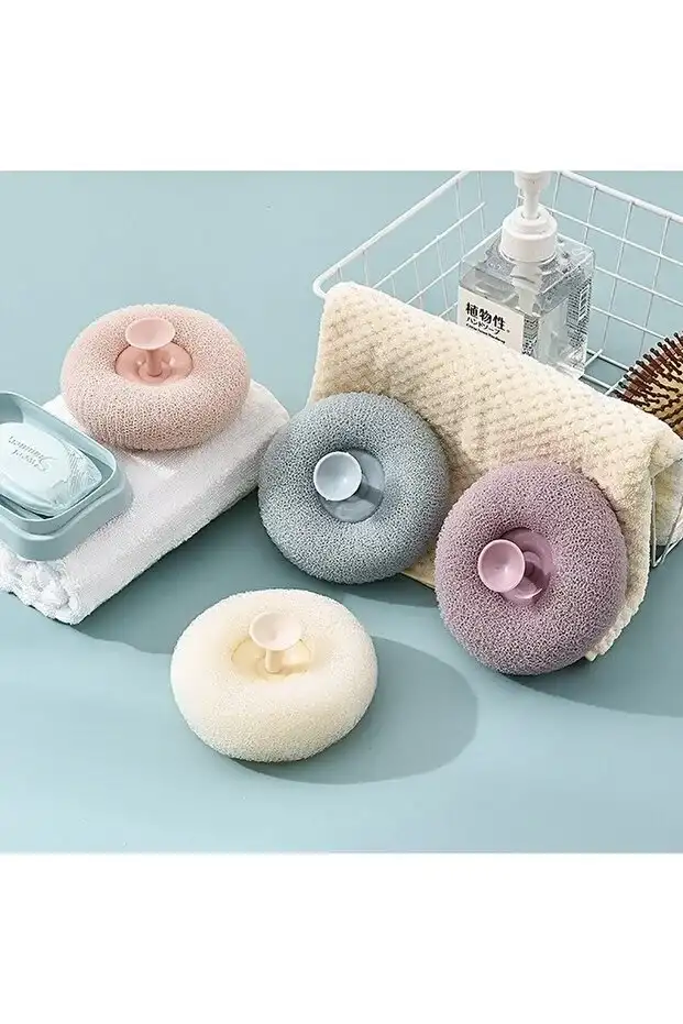 Vantuzlu Banyo Lifi Vücut Kesesi - Hızlı Köpüren Yumuşak Banyo Süngeri ve Masaj Fırçası