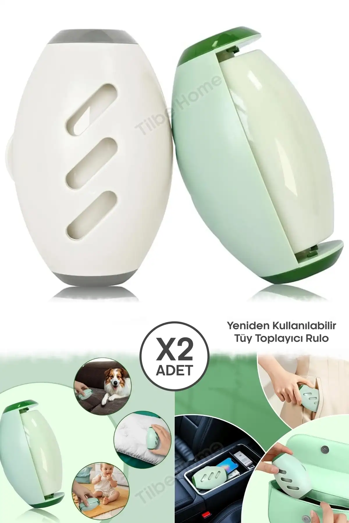 2li Yıkanabilir Tüy Toplayıcı Rulo Kedi Köpek Evcil Hayvan Tüy Temizleyici Giysi Jel Tüy Topu