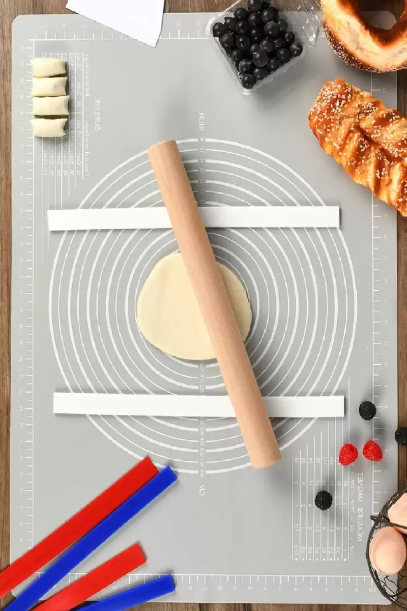 Silikon Hamur Matı Hamur Açma Pasta Fırın Altlığı Matı Ölçülü Hamur Yoğurma Gri Orta Boy 50X40