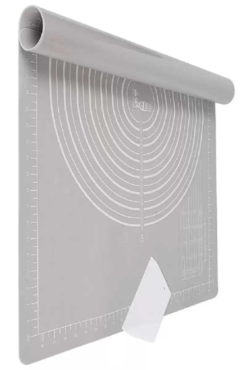 Silikon Hamur Matı Hamur Açma Pasta Fırın Altlığı Matı Ölçülü Hamur Yoğurma Gri Orta Boy 50X40