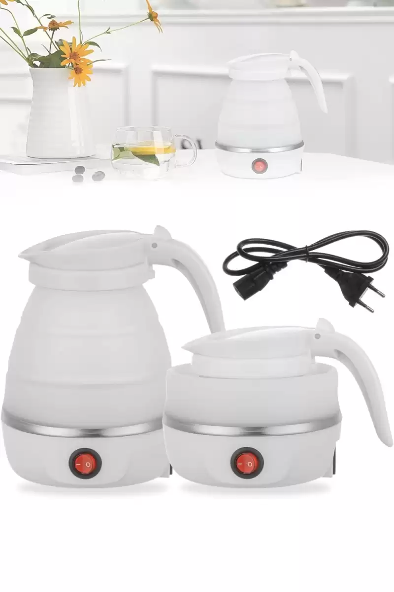 Katlanabilir Silikonlu Elektrikli Su Isıtıcısı Kamp Piknik Su Isıtıcı Taşınabilir Mini Kettle