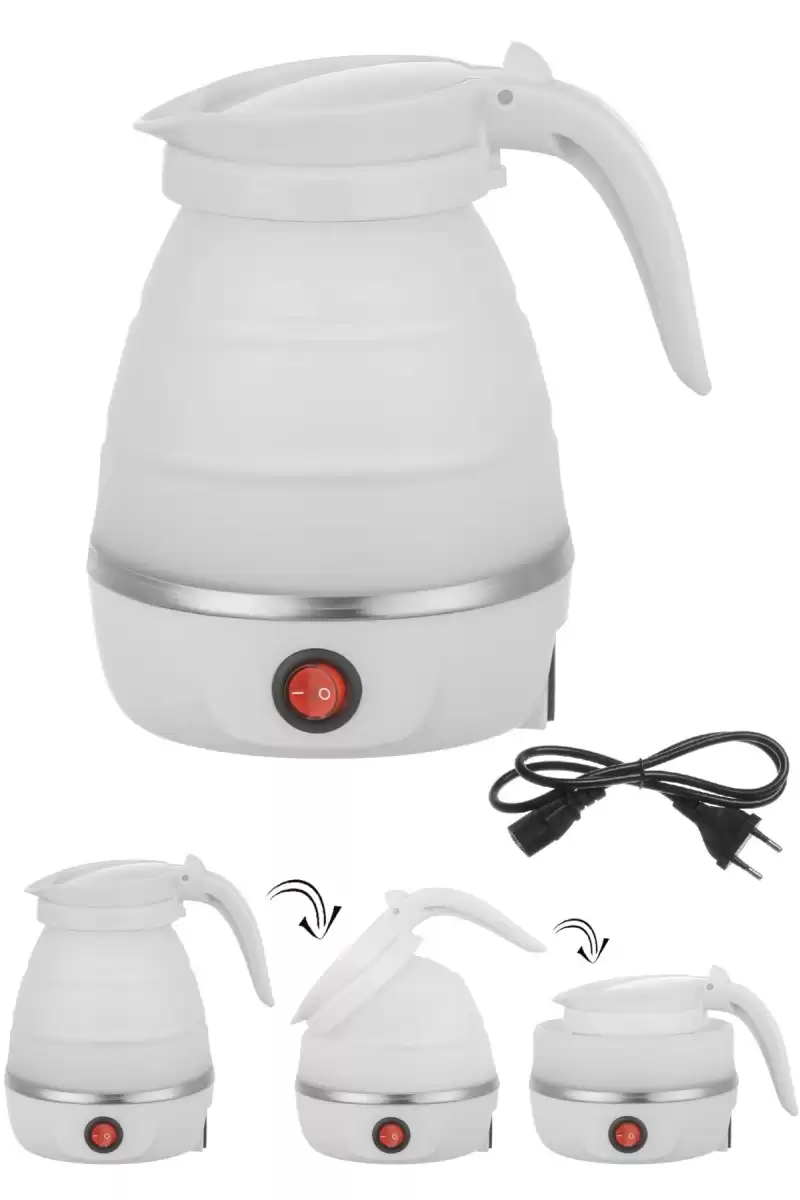 Katlanabilir Silikonlu Elektrikli Su Isıtıcısı Kamp Piknik Su Isıtıcı Taşınabilir Mini Kettle