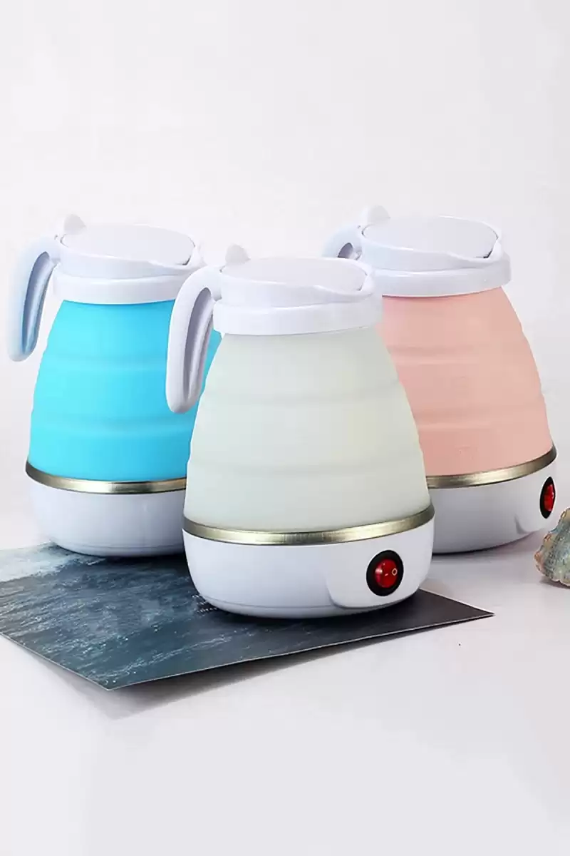 Katlanabilir Silikonlu Elektrikli Su Isıtıcısı Kamp Piknik Su Isıtıcı Taşınabilir Mini Kettle