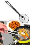 Çelik Süzgeçli Patates Kızartma Yağ Maşası Çok Amaçlı Pratik Maşa Seti