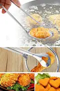 Çelik Süzgeçli Patates Kızartma Yağ Maşası Çok Amaçlı Pratik Maşa Seti