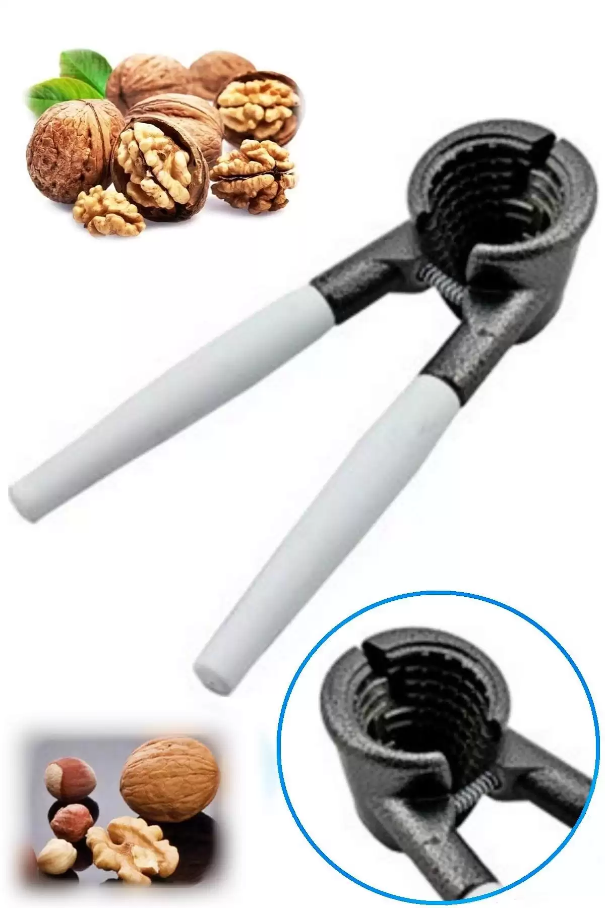 Ceviz Fındık Kıracağı Ergonomik Beyaz Saplı Ceviz Kıracak Dayanıklı Ceviz Kırma Aleti