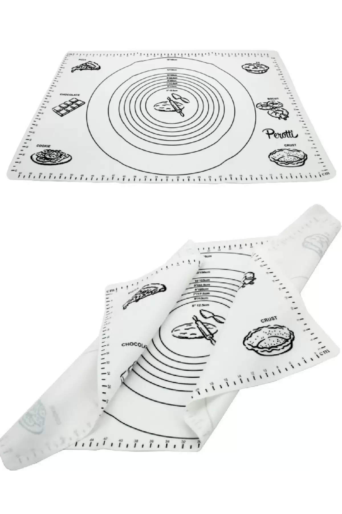 Silikon Hamur Matı Hamur Açma Pasta Fırın Altlığı Matı Ölçülü Hamur Yoğurma Beyaz Büyük Boy 65X45