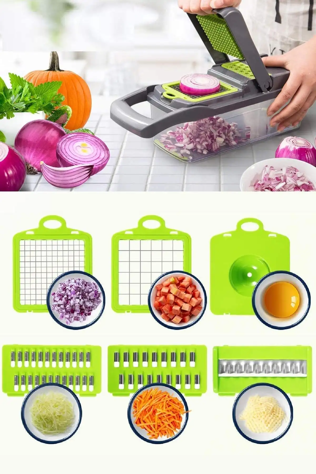 Lüx Hazneli Rende Dilimleyici Kesici Mutfak Seti Fonksiyonlu Sebze Doğrayıcı Sebze Patates Kesici
