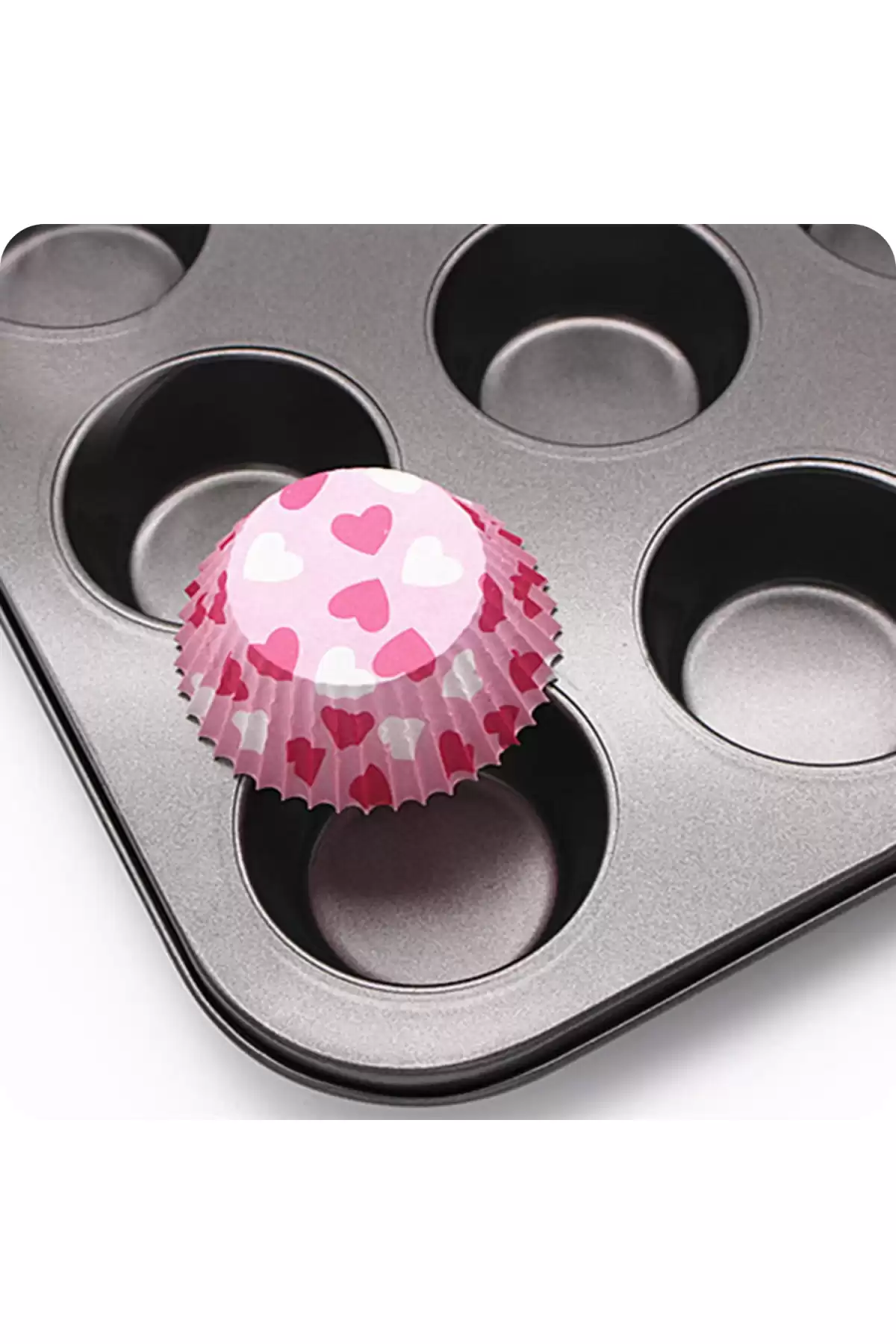 Cupcake Muffin Kalıbı 12li Kek Yanmaz Kurabiye Kalıbı Fırın Çörek Kapsül Tepsisi Paslanmaz Siyah