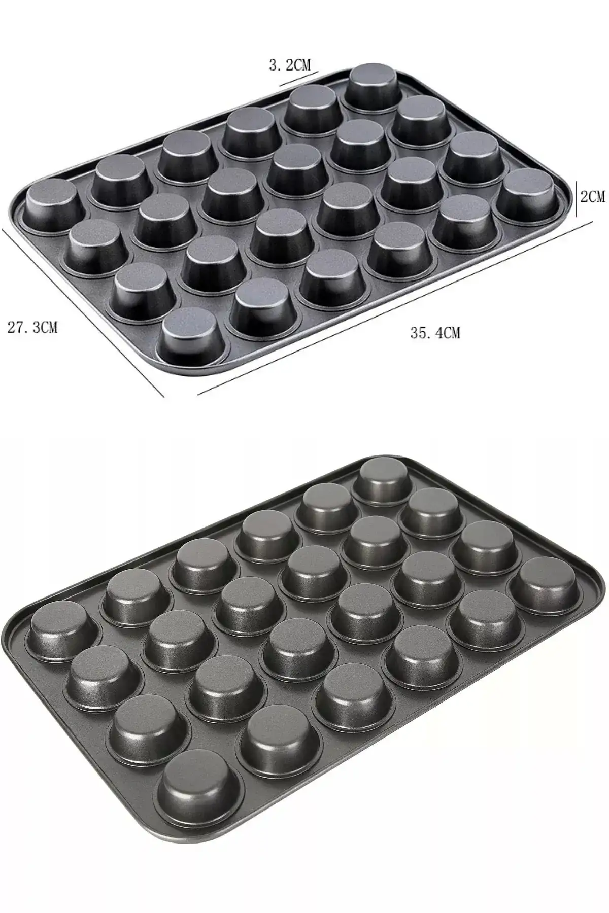 Muffin Kalıbı 24lü Mini + 12li Büyük Cupcake Kek Kapsülü Yanmaz Yapışmaz Baking Pan Fırın Kalıbı