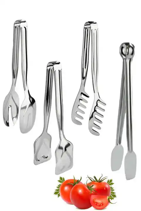 Makarna Maşası Pasta Maşası Salata Maşası Izgaara Mangal Maşası 4 lü Mutfak Çelik Servis Maşa Seti